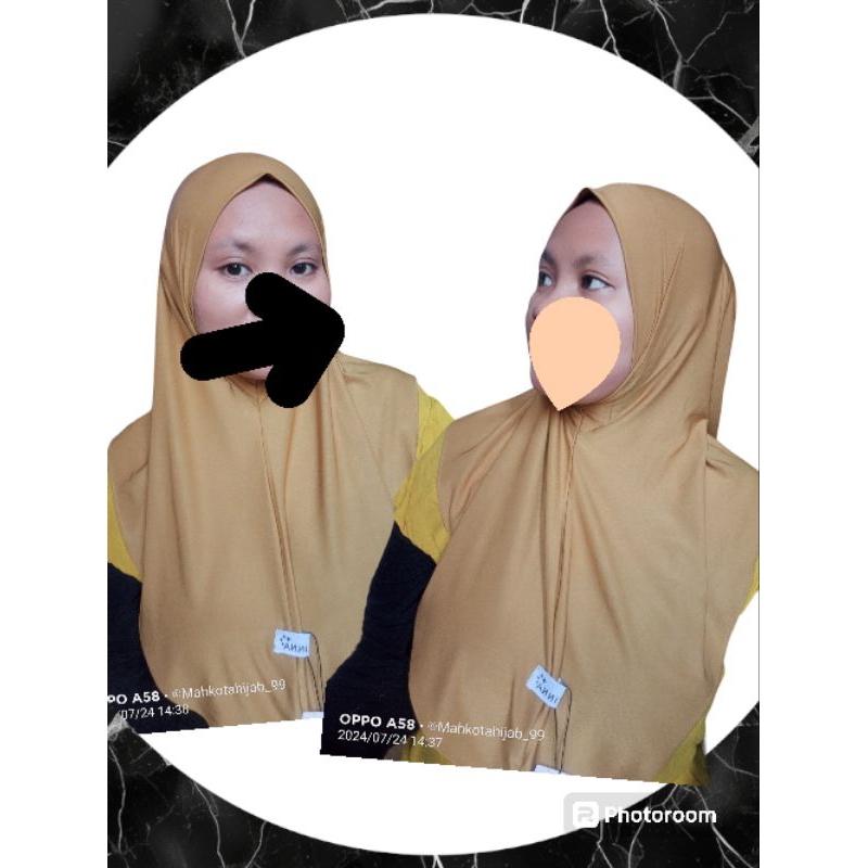 Hijab Instan Bergo Arina Non Pet Ukuran M dari Bahan Jersey Muslim