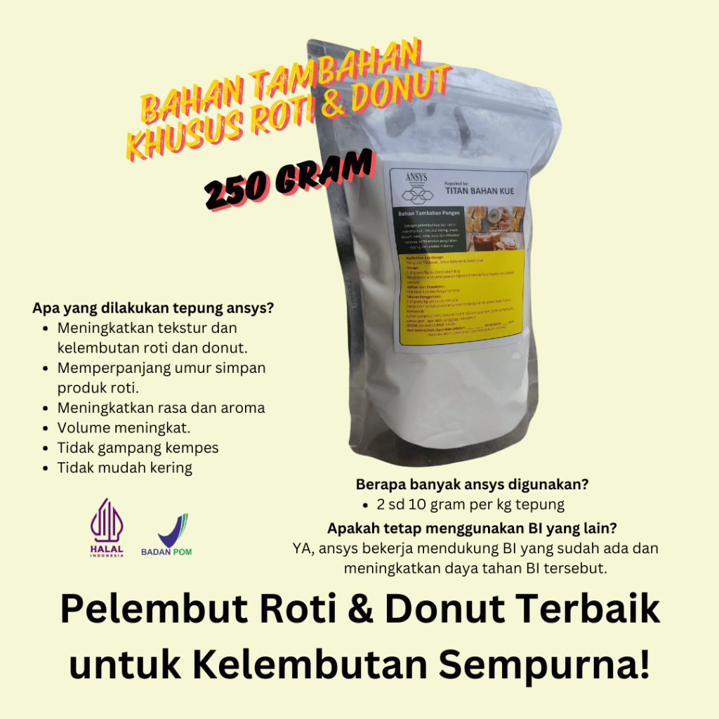 

ANSYS Tambahan Untuk Pelembut Kue/Roti/Selai Kemasan 250 gram