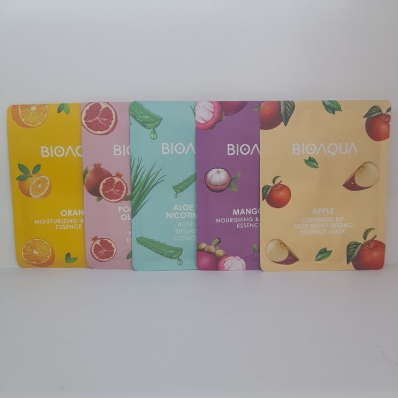 Masker wajah BIOAQUA 25gr, Pomegranate Oligopeptide/ Aloe vera/ Mangosteen/ Apple/ Orange