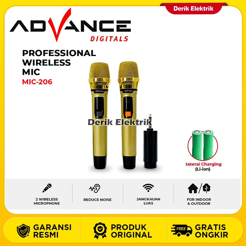 ADVANCE MIC-206 ADVANCE MIC WIRELESS/MICROPHONE/MIC DOUBLE DOUBLE DIGITAL MIC WIRELESS MICROPHONE ME