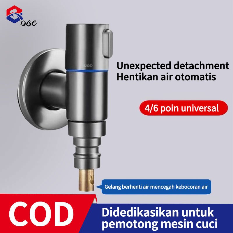 DGC Keran Air Mesin Cuci Otomatis Kran Taman Kran Kamar Mandi 1/2" 304 Stainless Steel Otomatis Anti