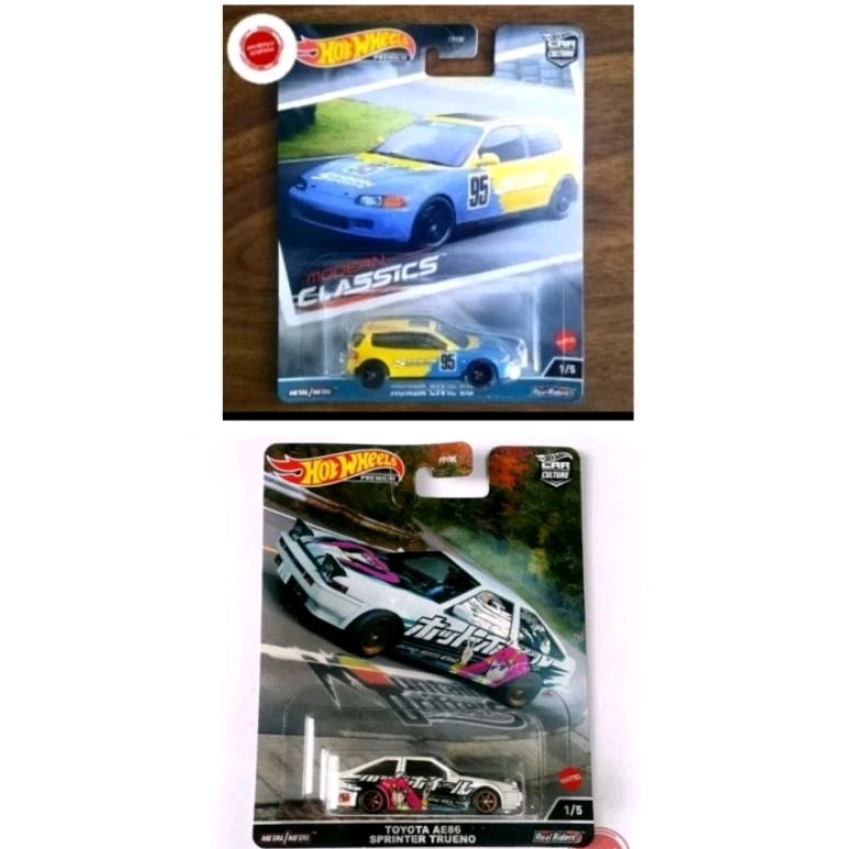 Paket Hotwheels Premium Honda Civic Spoon EG + Toyota AE86 Sprinter Trueno