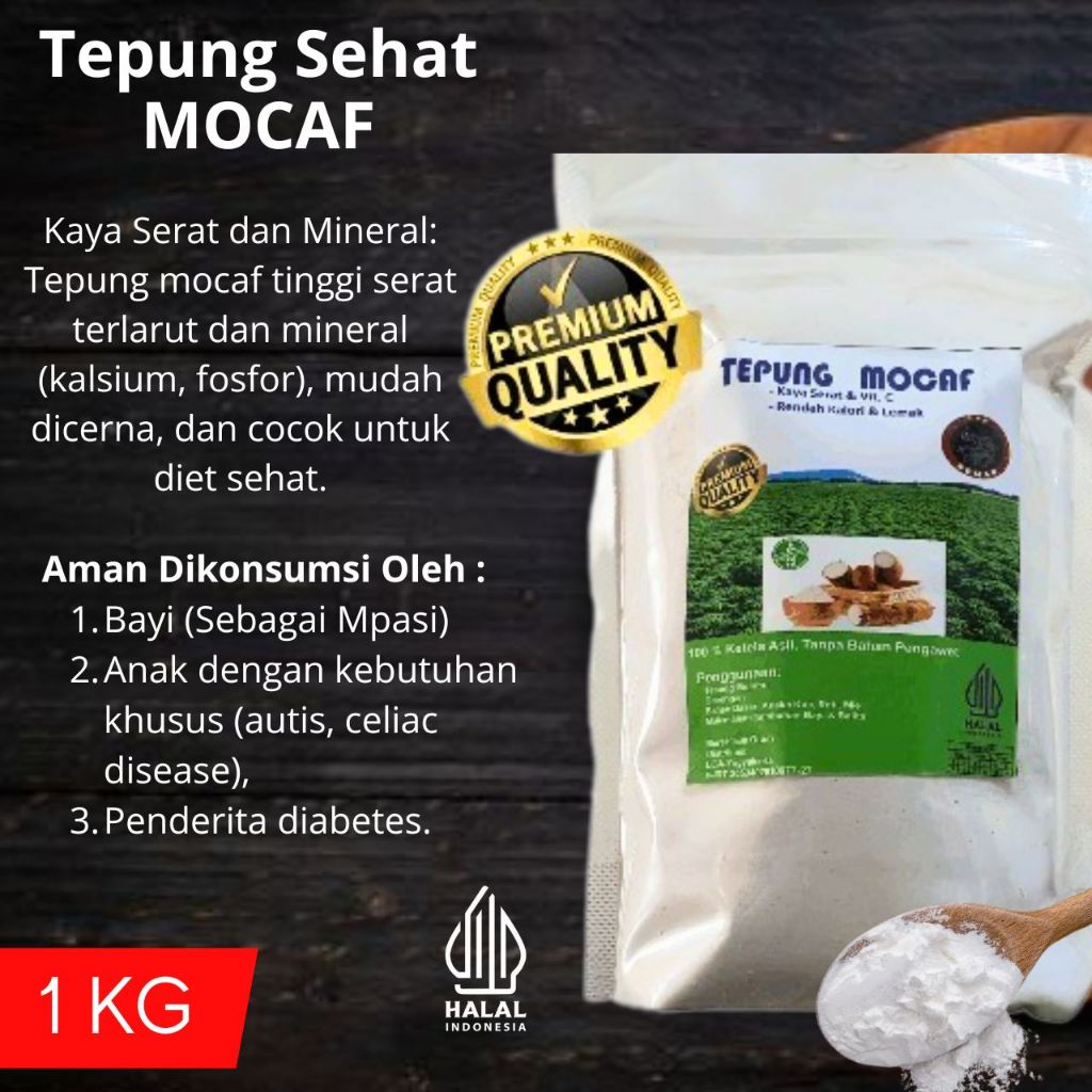 

Tepung MOCAF Gluten Free - 100% Tepung Sehat dari Singkong - Tepung Serbaguna Kemasan Ekonomis 1 KG
