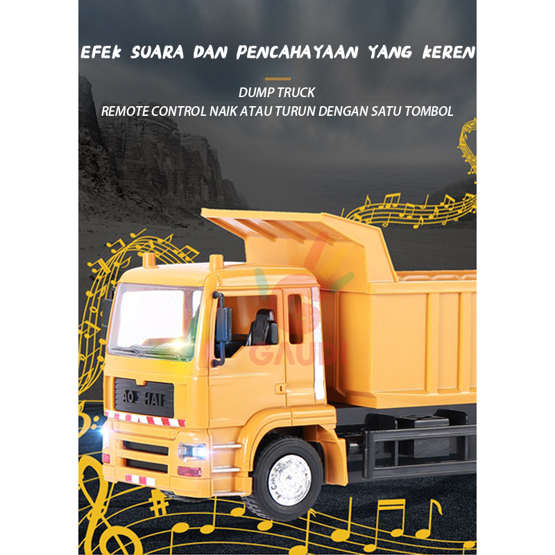 TERBARU Gaudi Dump Truk Remote Control Mainan 8 Channel 1:24 RC Truk Pemuat Konstruksi Besar Remote