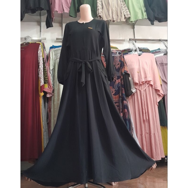 GAMIS HITAM POLOS CRINGKLE PREMIUM