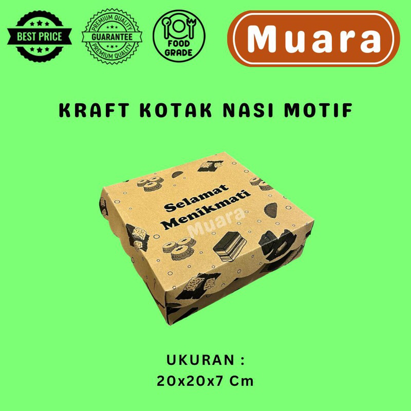 

Kraft Kotak Nasi Motif Tinggi 7cm / Dus Kotak Box Nasi Catering Kue