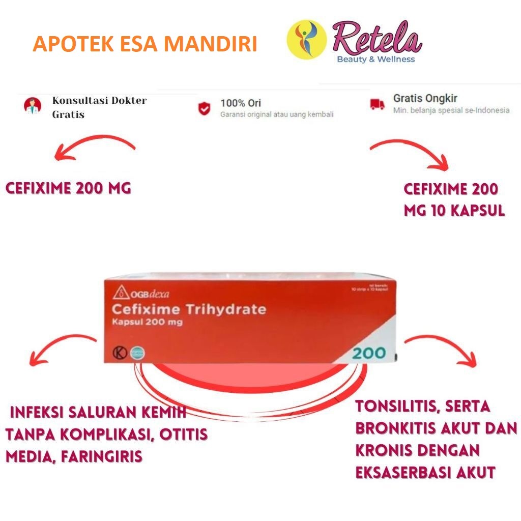 CEFIXIME 200 MG OGB DEXA BOX 100 TABLET