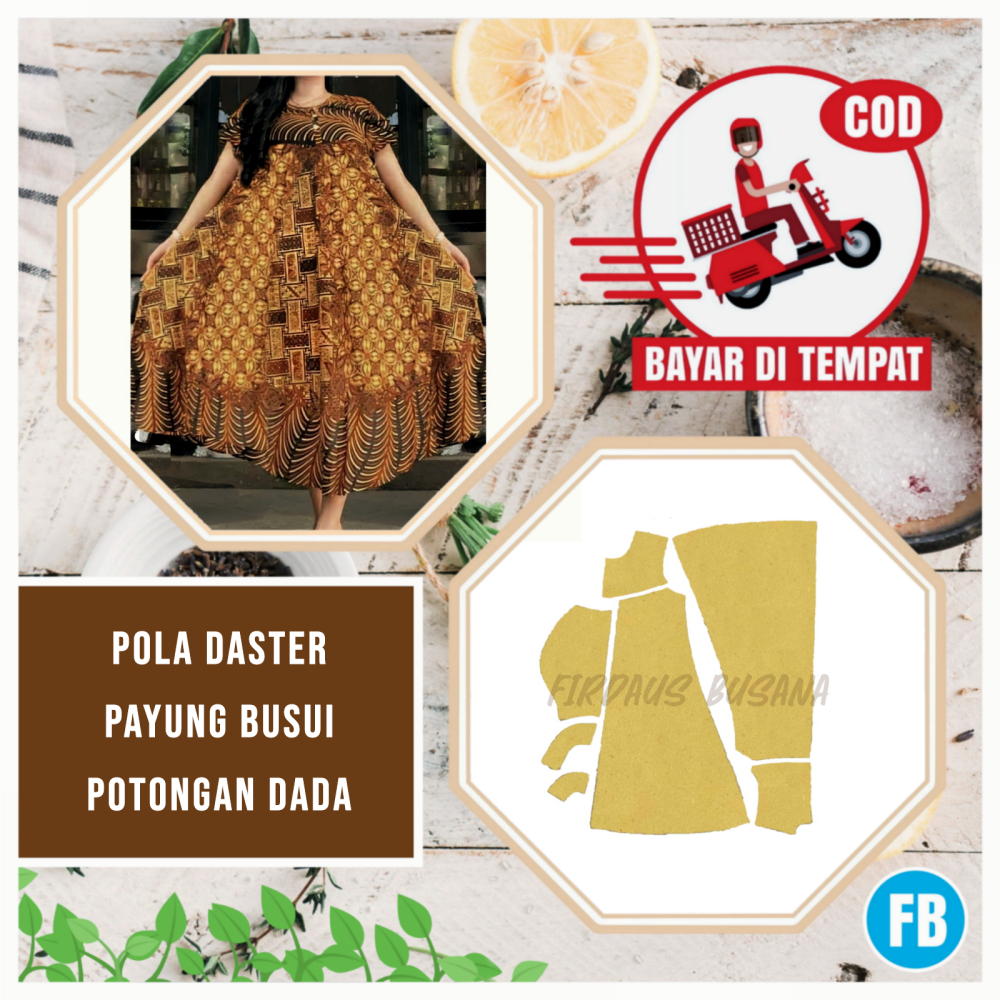 Pola Daster Payung Dewasa – Pola Baju Wanita Instan Jiplak Jahitan Lengkap Firdaus Busana
