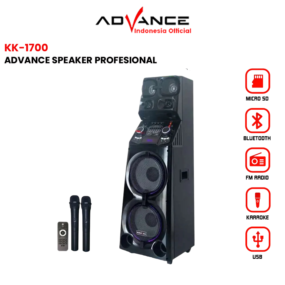 Advance Speaker Besar 15 Inch KK-1700 Profesional Active Speaker System 2 Woofer