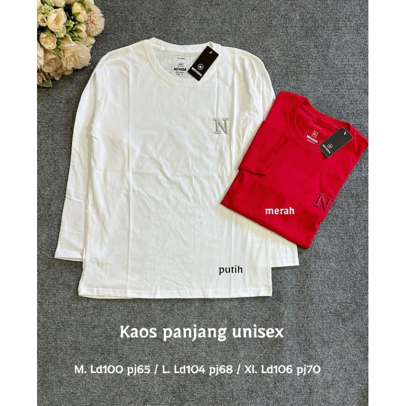 Kaos merah putih lengan panjang dewasa