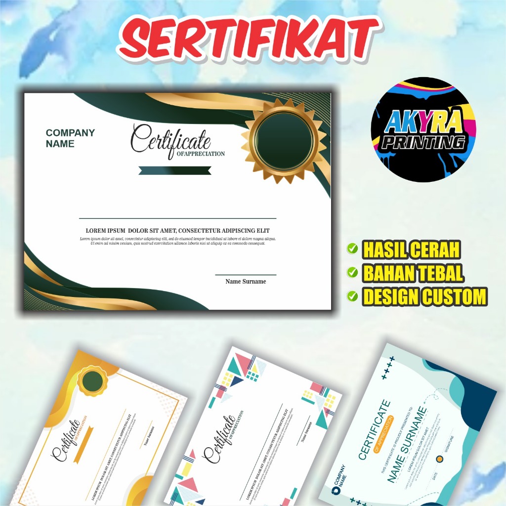 

Cetak Sertifikat - Hasil Cetak Berkualitas Tinggi Ukuran A4