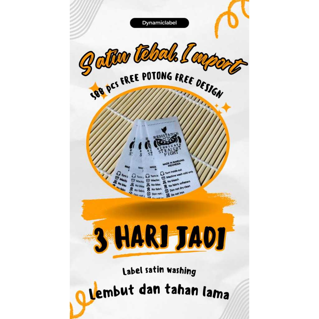 

( CUSTOM 100 pcs ) Label pita satin import / label washing / label care instruction / label satin putih Custom