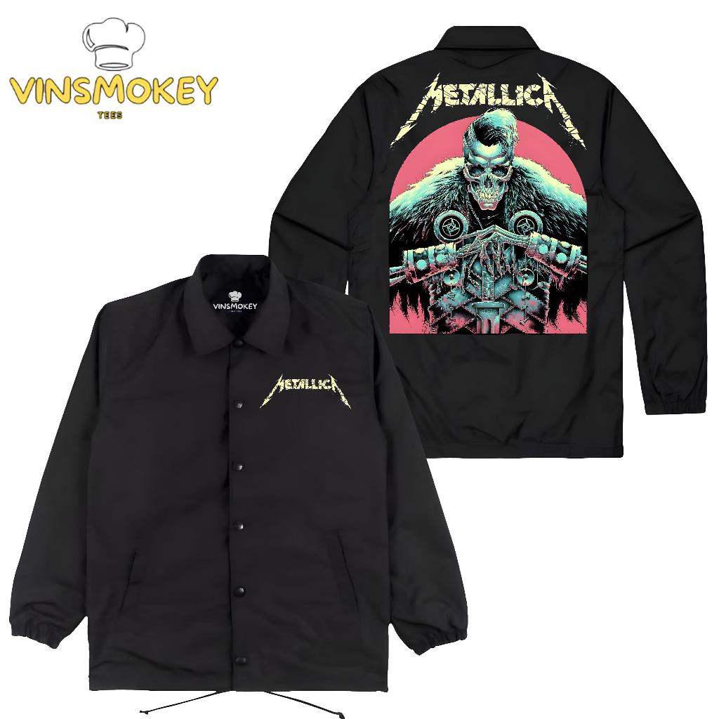 Vinsmokey tees Jaket Coach band MetallicaViking Jaket parasut Taslan Hitam