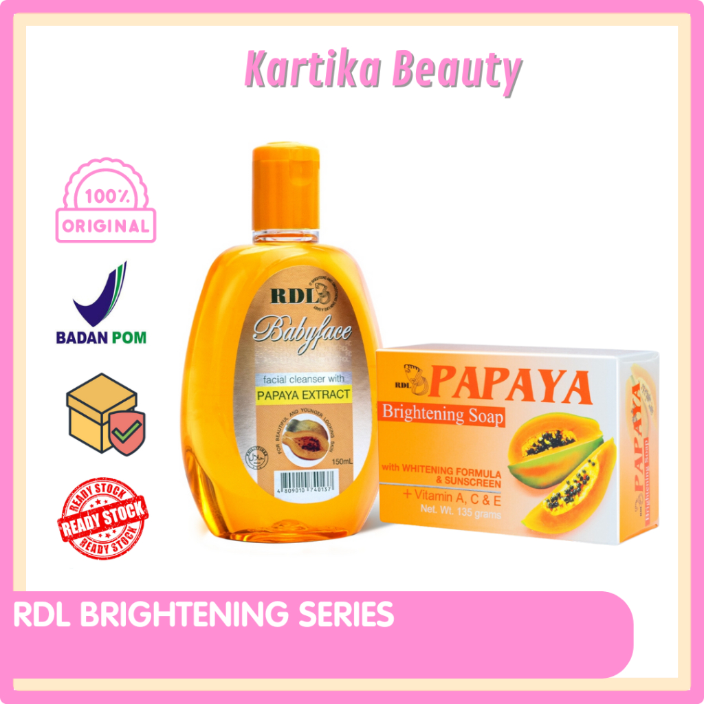 [BPOM ORI] RDL PAPAYA : BRIGHTENING SOAP 135 GR / FACIAL CLEANSER TONER 150ML SABUN PAPAYA FILIPIN S