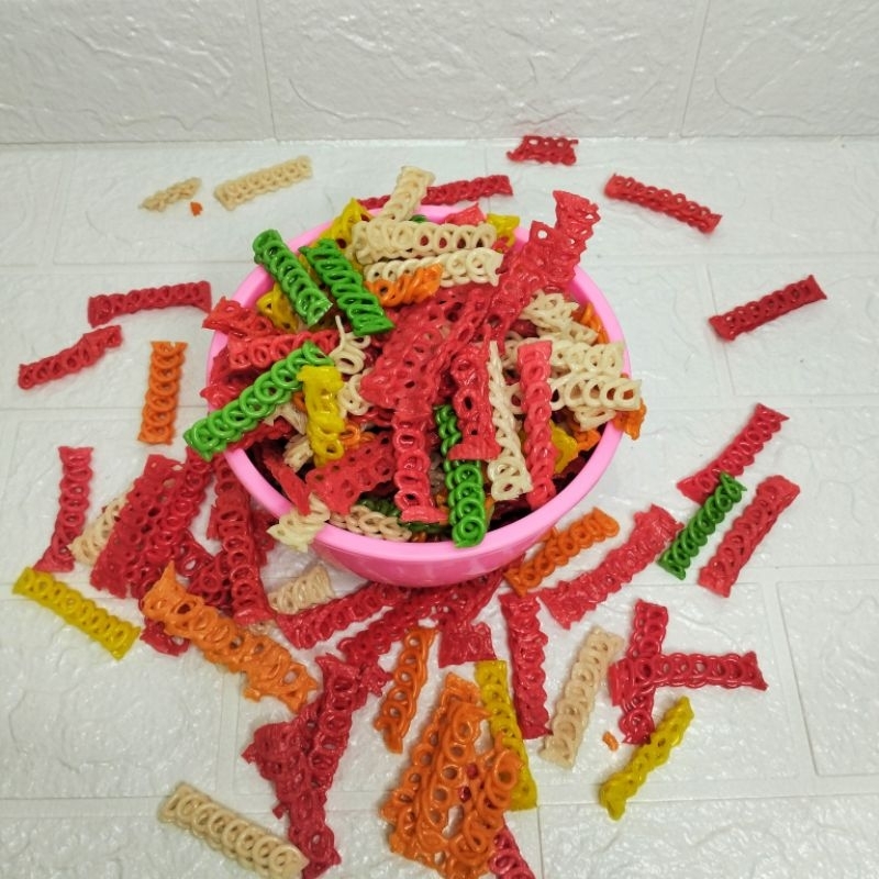 

1 kg kerupuk rantai - kerupuk seblak - kerupuk warna warni