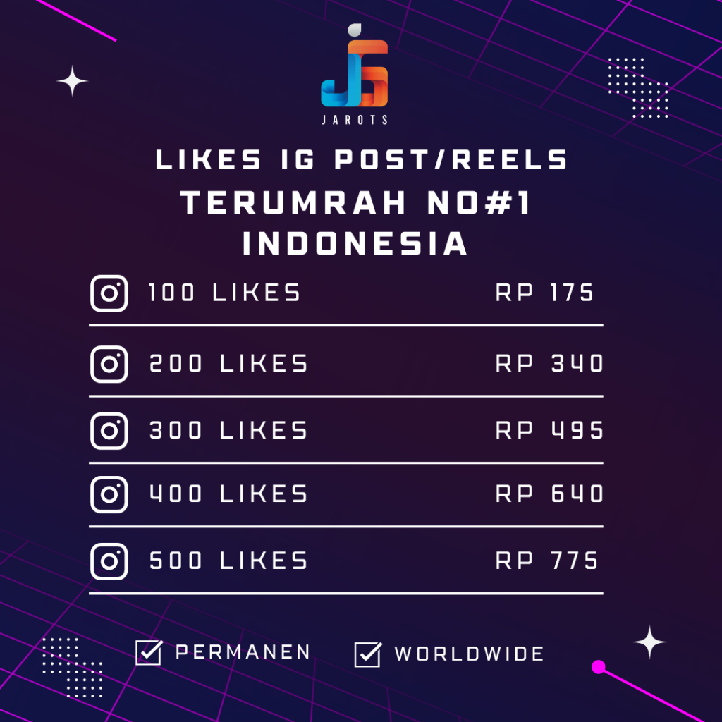 [PROMO HANYA HARI INI] TERMURAH REAL AKTIF GARANSI GRATIS ISI ULANG | LIKE IG PERMANEN NO INDONESIA