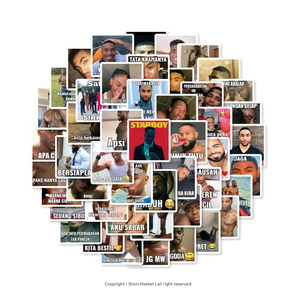 

[READY] STICKER PACK | JOMOK HITAM | 52 PCS | KISSCUT | WATERPROFF | STIXIS.MARKET