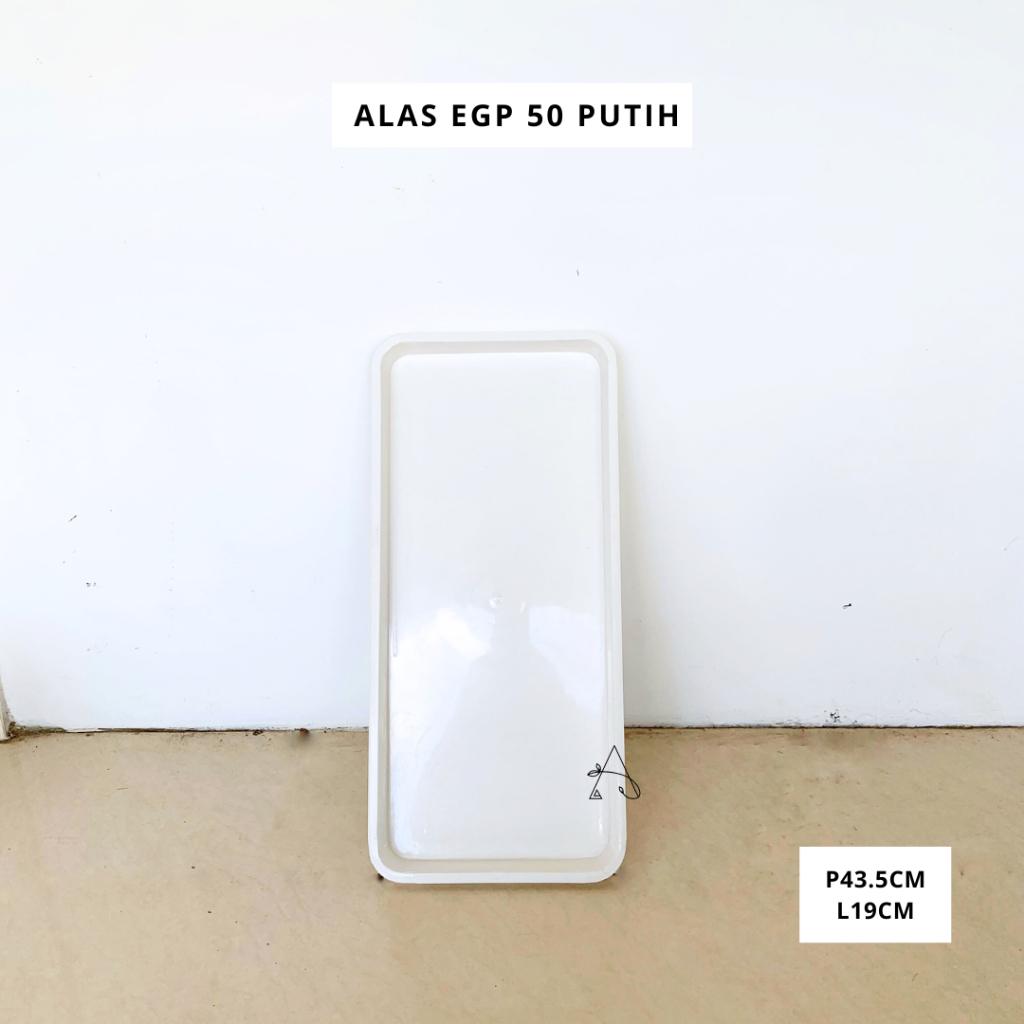 Alas Pot EGP 50  Putih (P45.5cm) | Alas Pot Bunga | Tatakan Pot Panjang| Tray