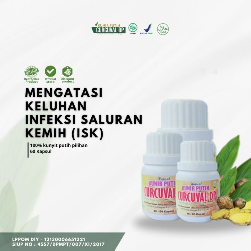 KUNYIT PUTIH CURCUVAL DP-ATASI KELUHAN ISK-OBAT HERBAL ISK- HERBAL ATASI INFEKSI SALURAN KEMIH-KUNIR