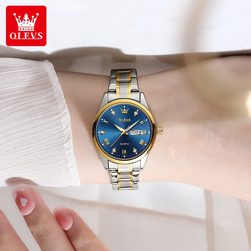 OLEVS Jam Tangan Wanita Korea Kecil Anti Air Original Cewek Kalender Luminous Women Watch 5563