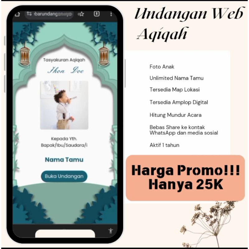 Best Seller undangan digital website web aqiqah anak