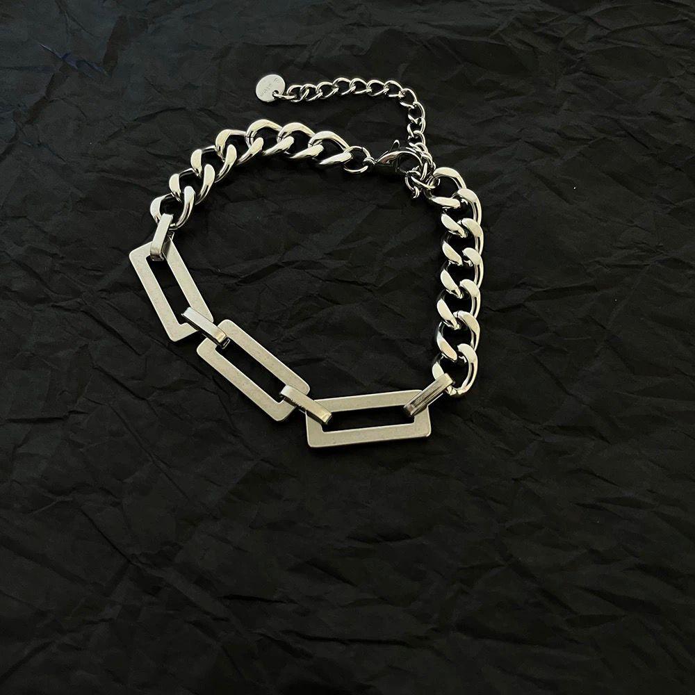 gelang besar kombinasi rantai sisik naga dan petak petak titanium anti karat