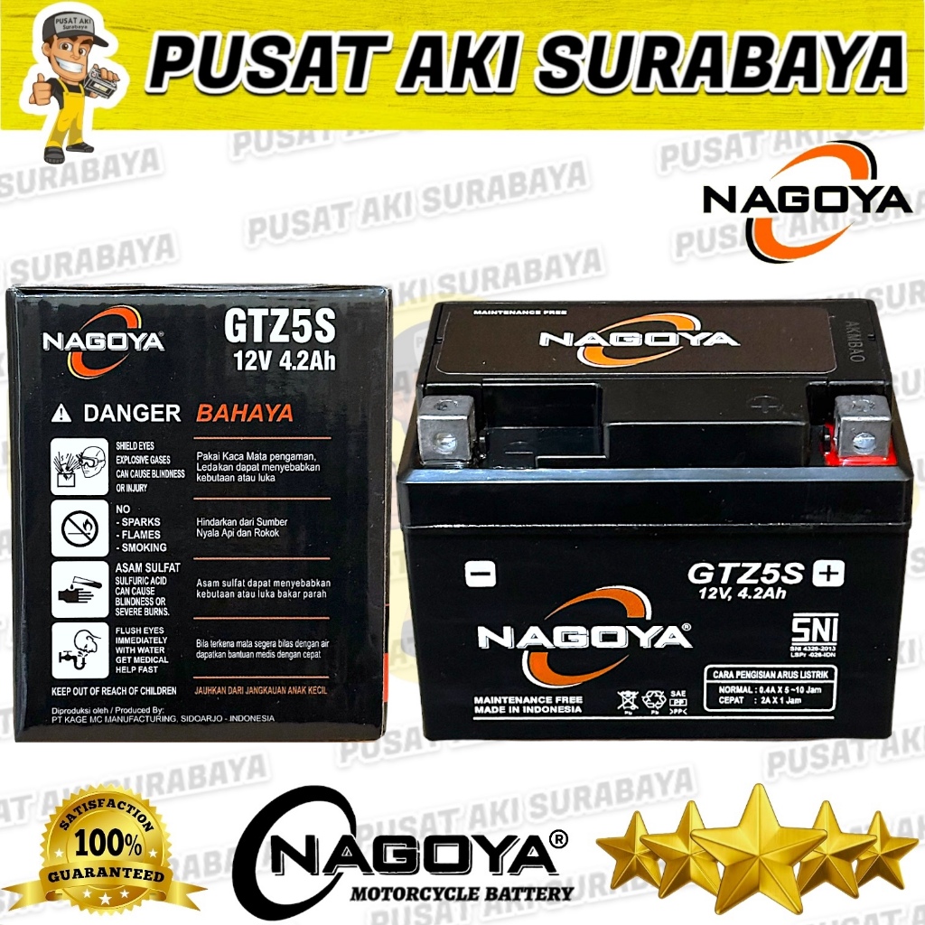 BERGARANSI NAGOYA GTZ5S AKI KERING JAMINAN KUALITAS MOTOR BEBEK MATIC INJEKS YTZ5S YTZ4V DTZ5S