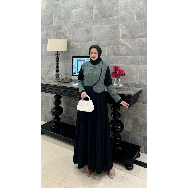 CALLISTA DRESS ORI BY SYAFEERA SYARI BAHAN PREMIUM COTTON BORDIR MIX CORDOBA LINEN LD 110