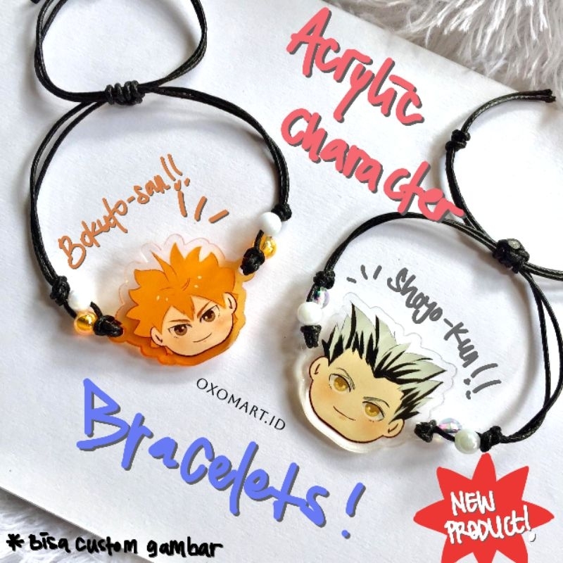 [PRE-ORDER] Gelang serut karakter by oxomart.id - bracelets manik karakter anime haikyuu jujutsu kai