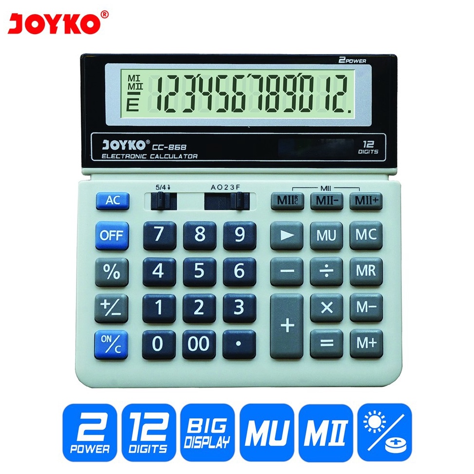 

KODE A79J JOYKO CALCULATOR 12 DIGITS KALKULATOR JOYKO CC868 12 ANGKA MURAH BERKUALITAS