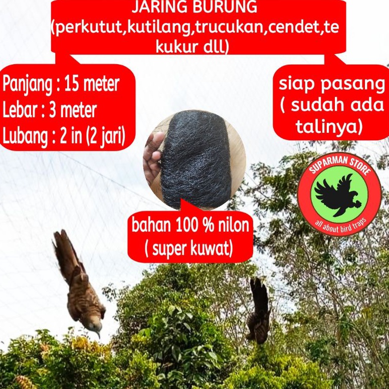 KODE S89T JARING BURUNG PERKUTUT BAHAN NILON JARING BURUNG BAHAN BENANG JARING BURUNG BAHAN PE JARIN