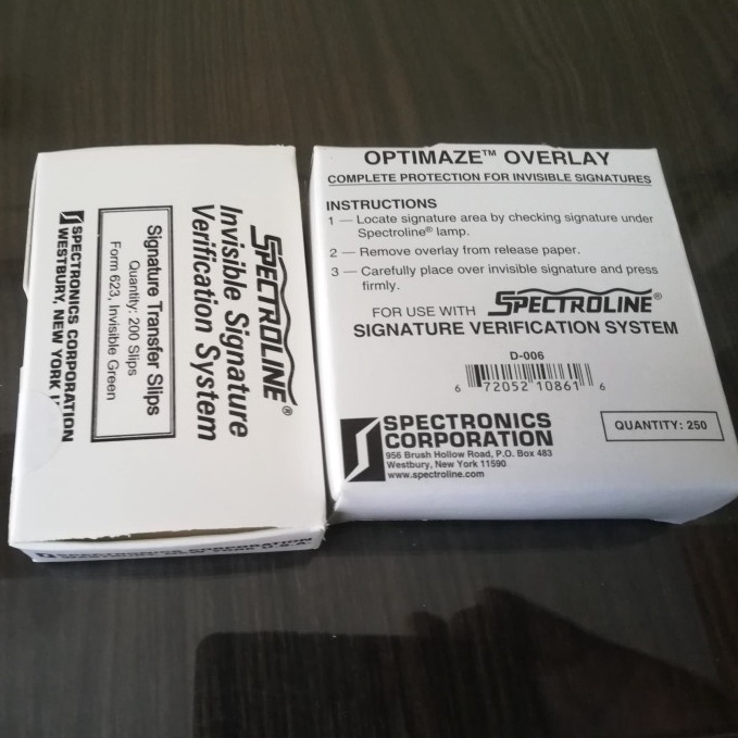 

KODE H13N Set Invisible Singnature dan Overlay utk tanda tangan buku tabungan merk Spectroline