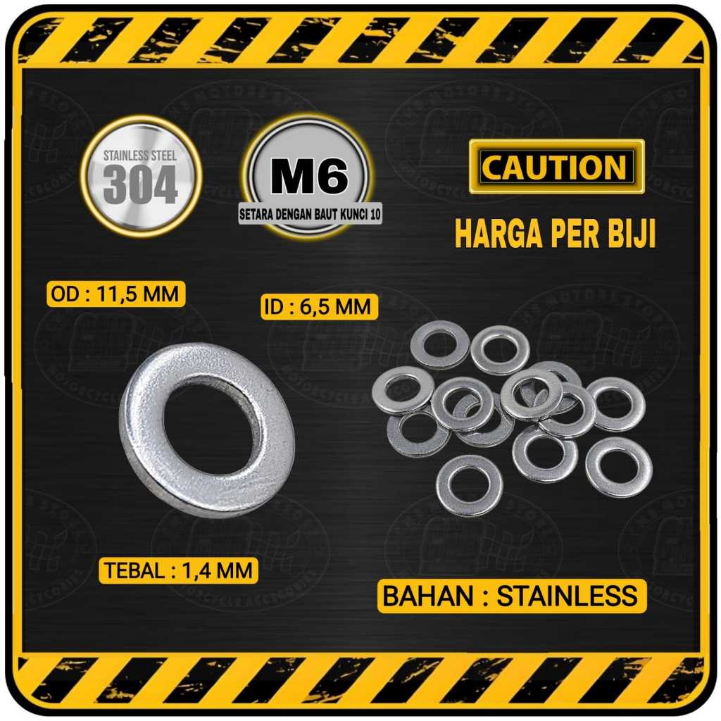 Ring STAINLESS M6 || Setara untuk Baut Kunci 10 Lebar 12 mm