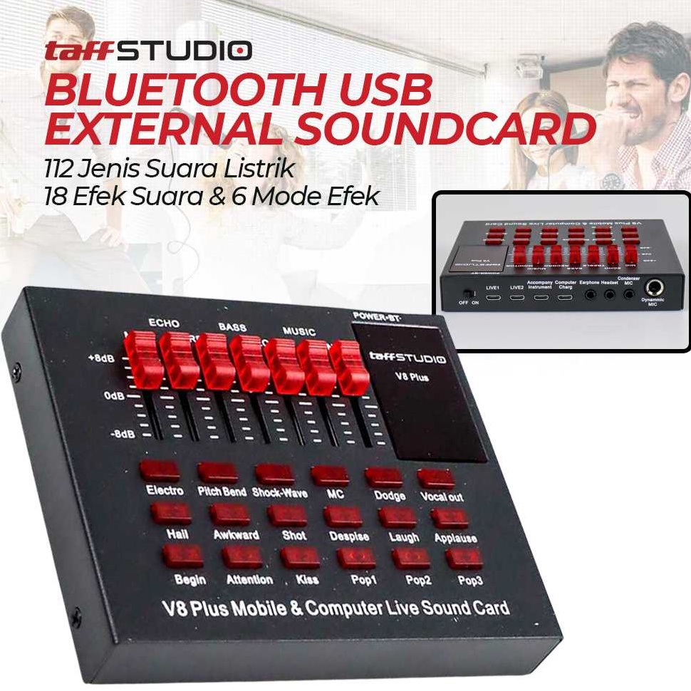 TaffSTUDIO Bluetooth USB External Soundcard Live Mic Headset V8 V8S V8 Plus f L3T2