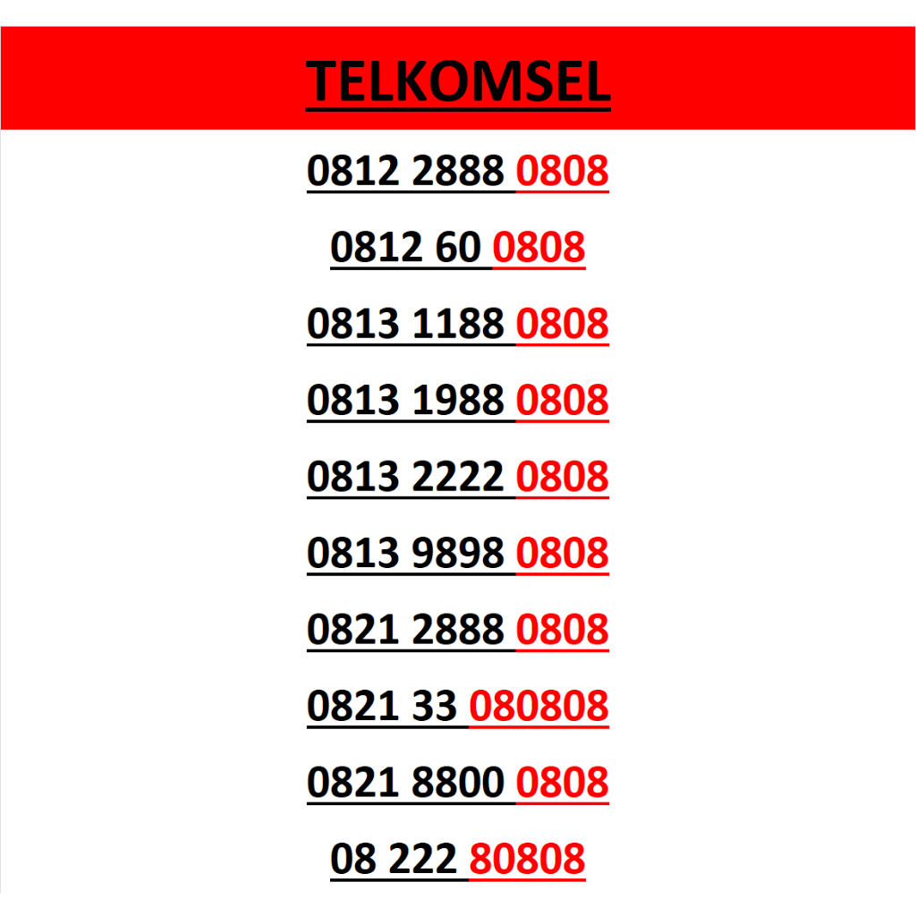 Nomor cantik telkomsel simpati seri abab 0808 murah lengkap w5000