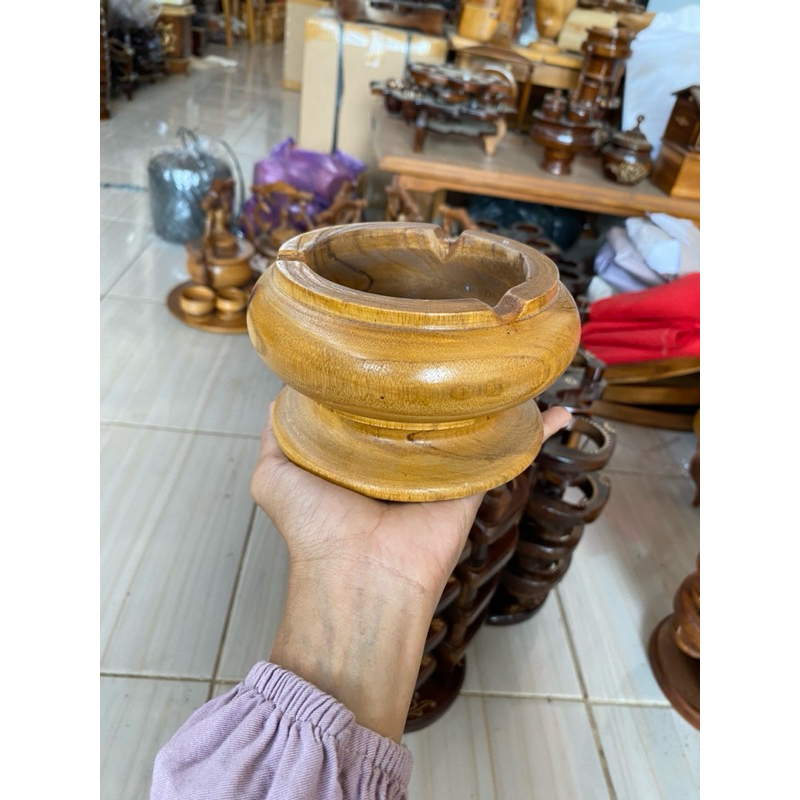 Asbak kayu jati polos warna plitur natural/asbak kayu jati/asbak kayu jati