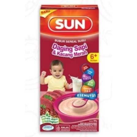 Sun Bubur Sereal Susu Daging Sapi & Kacang Merah 120 gr Box @ 1 kotak Sun Bubur Bayi