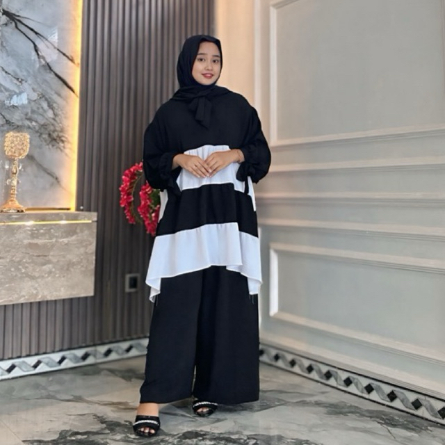 Atalya One Set Jumbo - Setelan Wanita Kekinian LD 140 cm Crinkle Airflow