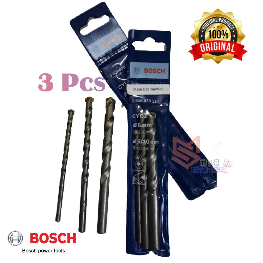 Mata bor bosch mata bor beton bosch set 3pcs / Mata bor beton tembok bosch varian 6mm, 8mm, 10mm ORI