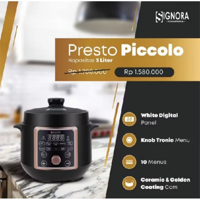 Signora Presto Piccolo 3 Liter - Presto Digital Signora - Presto Listrik