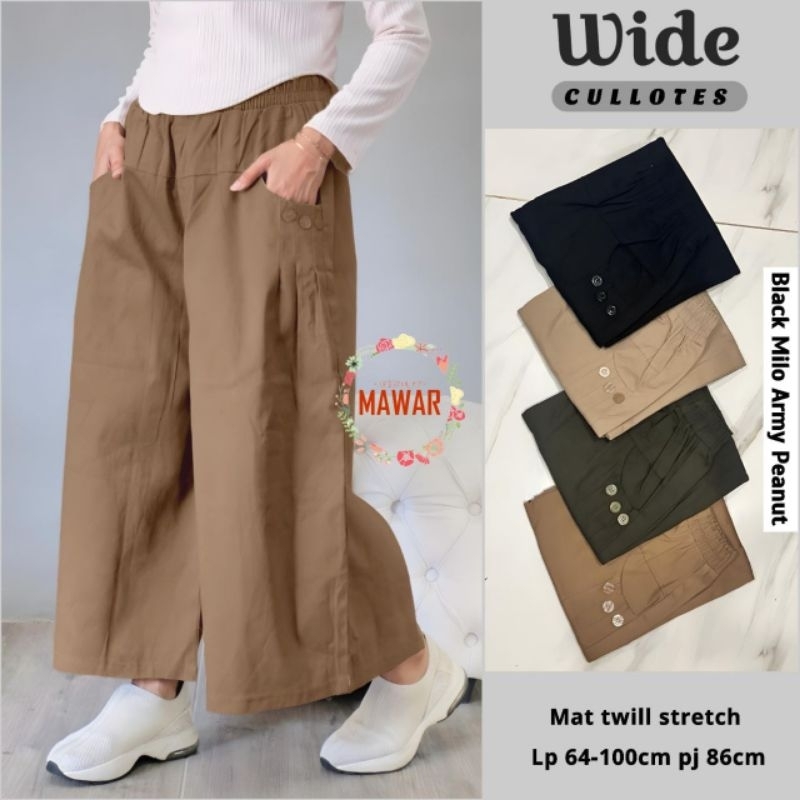 CELANA KULOT WIDE LP 64-100CM BAHAN TWILL STRETCH BY MAWAR CELANA KULOT WANITA