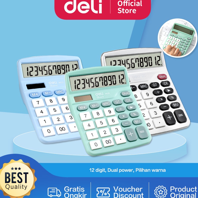 

KODE C7S Deli Kalkulator Meja Desktop Calculator Layar 12 Digit Warna Lucu Varian Pastel EM221