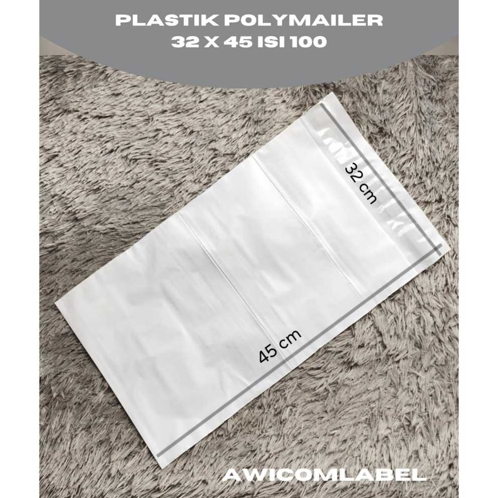 

KODE F64Q 32x45 POLYMAILER PUTIH Plastik Packing ukuran 32 x 45 cm isi 1