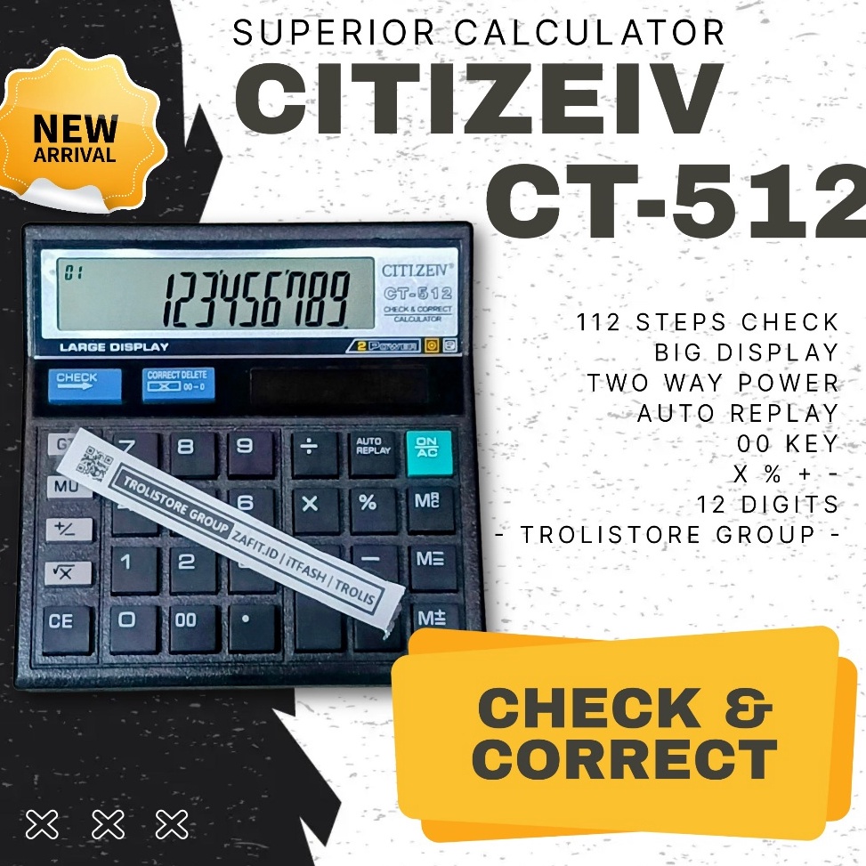 

KODE U87Y GROSIR TROLIS Z56 KALKULATOR CT512 KALKULATOR DAGANG Tombol Besar tenaga baterai Panel Surya KALKULATOR CITIZEN CITIZEIV TROLISTORE grosir elektronik listrik kedungwuni pekalongan