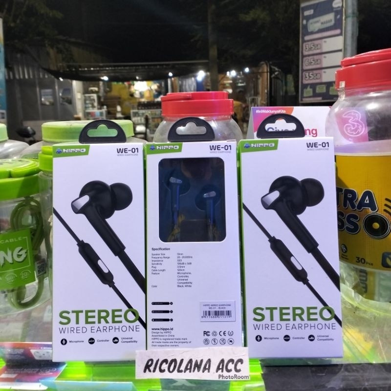 HF/HEADSET/EARPHONE/HIPPO WE-01 SUPERBASS/HF HIPPO MURAH WE-01 EXTRA BASS GROSIR MURAH