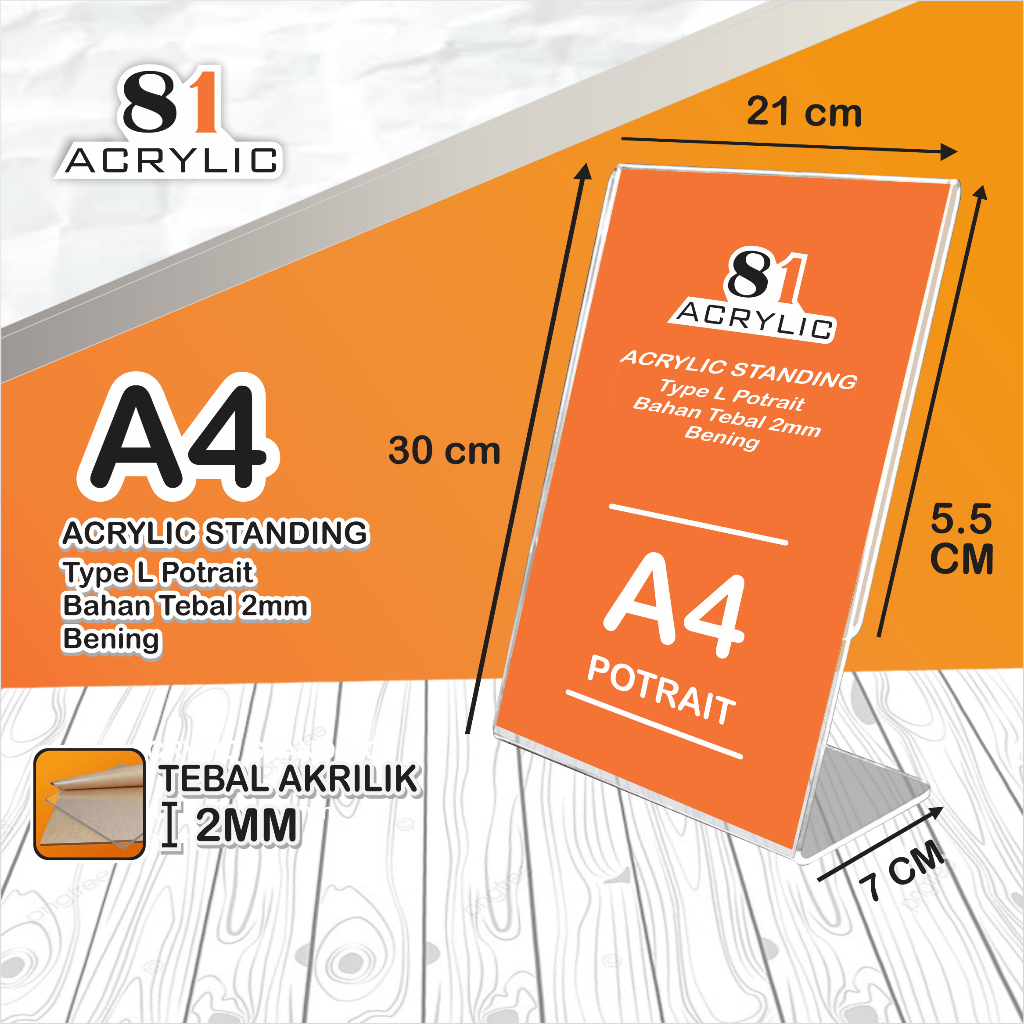 

ACRYLIC TENT HOLDER / AKRILIK BROSUR A4 L PORTRAIT 2MM akrilik daftar menu. akrilik nomor meja. akrilik menu brosur. acrylic display order