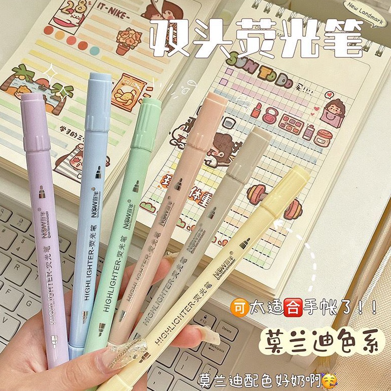 

KODE F6K randomstuff Stabilo Fluorescent Pen Double Pen 2 in 1 Aesthetic Pastel Color Anti Transfer Warna Soft Lembut Sketch Marker Pen Art Spidol Molandi Warna Ringan Colorful