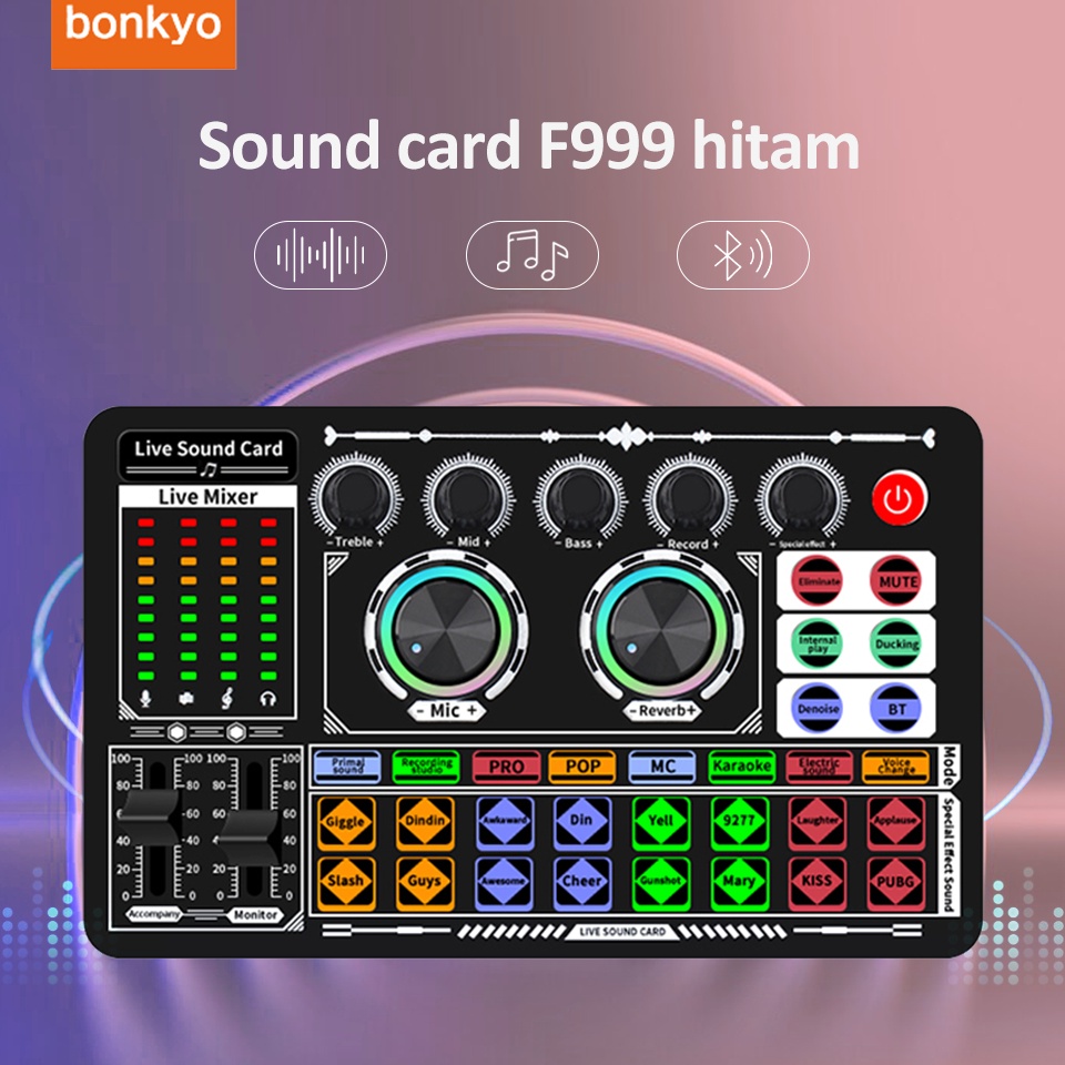 Bonkyo F999 SoundCard Set dengan Peralatan Streaming Langsung Pengurang Kebisingan Braket y O6X9