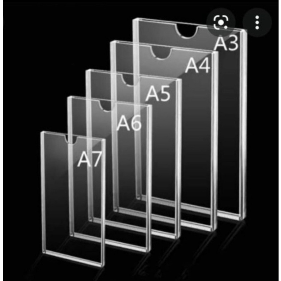 

KODE J73C Akrilik pocketFrameThickertempat brosur A4 2mm bening TERMURAH