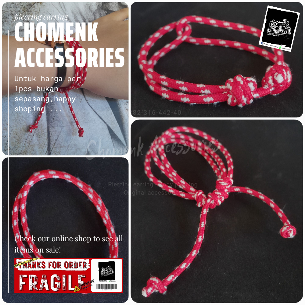 GELANG MERAH PUTIH GELANG TALI MERAH PUTIH GELANG 17AN GELANG KEMERDEKAAN PRUSIK MERAH PUTIH.-1pcs
